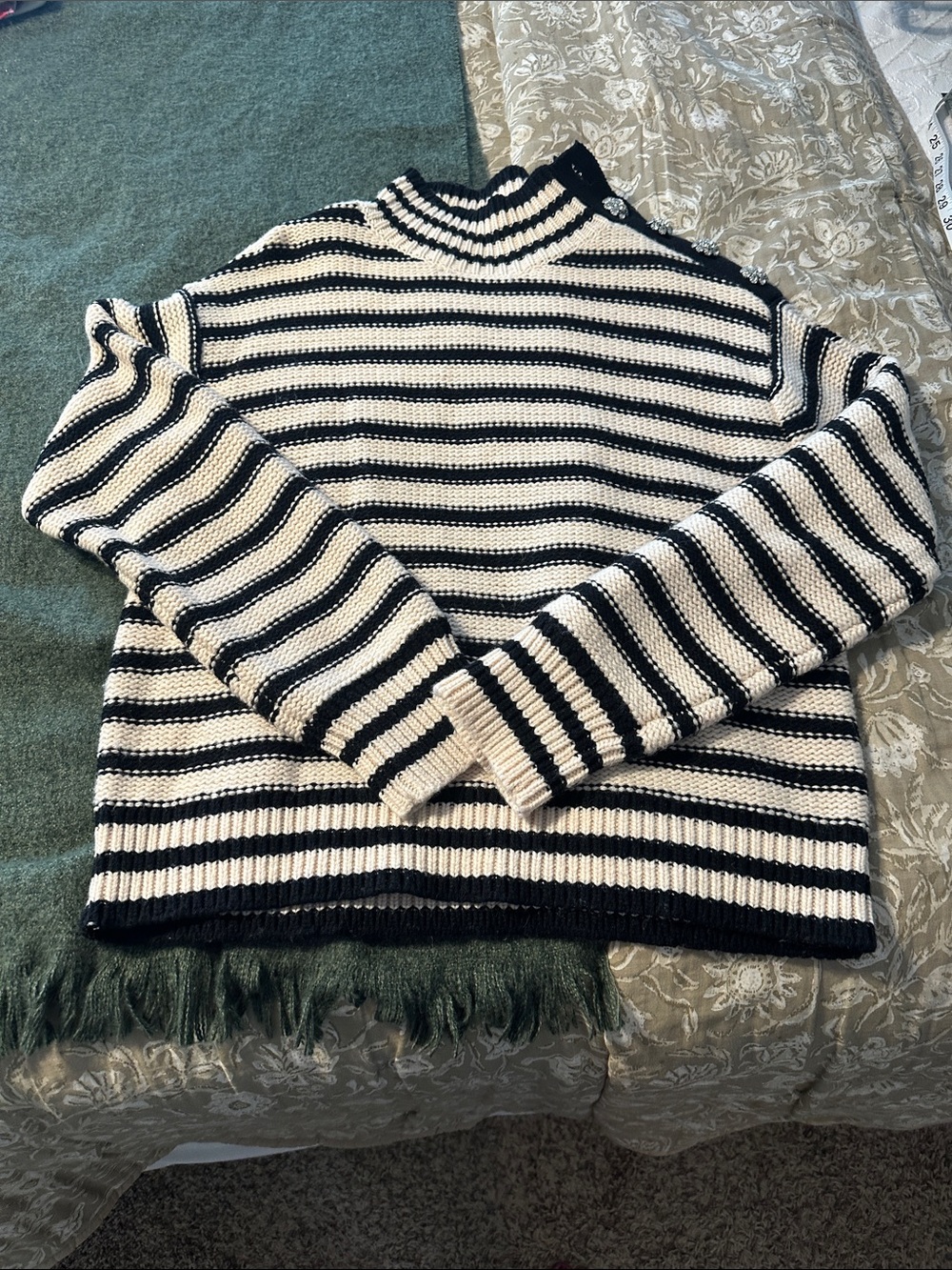 J. Crew Striped Crewneck Sweater - Black & White